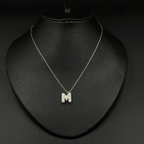 Alphabet Necklace Pendant Alphabet necklace .Sterling silver . Letter M