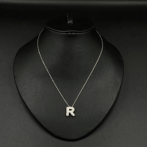 Alphabet Necklace Pendant Alphabet necklace .Sterling silver . Letter R